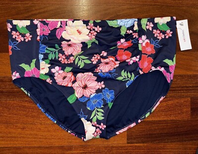 LIZ CLAIBORNE Navy/Prescott Floral HIGH-RISE Tummy Panel
