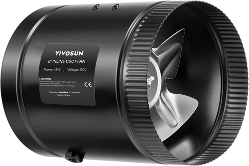 VIVOSUN Inline Booster Duct Fan 6” 275CFM HVAC Exhaust Ventilation Fan Low Noise