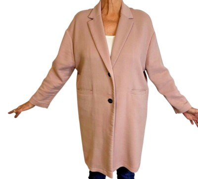Topshop Women's Size US12 EUR 44 UK 16 Pink Blush Long Coat Button C39 