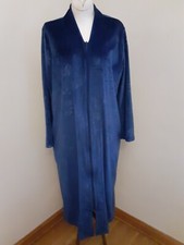 Vintage Adonna Fleece Robe Nightgown Sleepwear Blue Zip Front Pockets Size Small