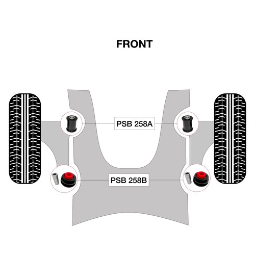PSB Poly Polyurethane Bush Complete Front Lower Arm Kit For Nissan Tiida 04 - 11 - Picture 2 of 4