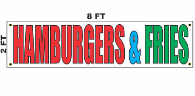 HAMBURGERS & FRIES Banner Sign 2x8