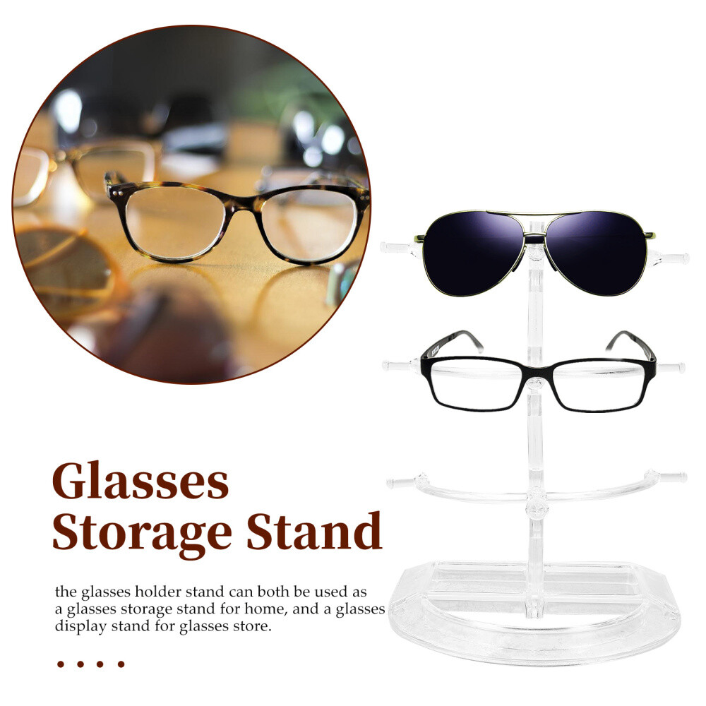 Free Delivery 10 Pairs Transparent Two Row Sunglasses Rack Glasses Holder Display Stand
