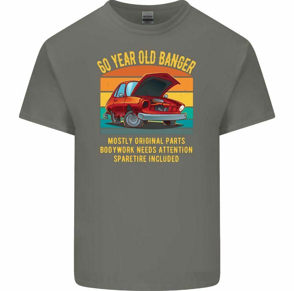 60th Birthday T-Shirt 1965 Mens Funny OLD BANGER Car 60 Year Old