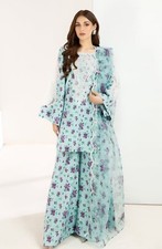 Women 3 Pc Shalwar Kameez Dupatta Pakistani Size Medium Embroidered