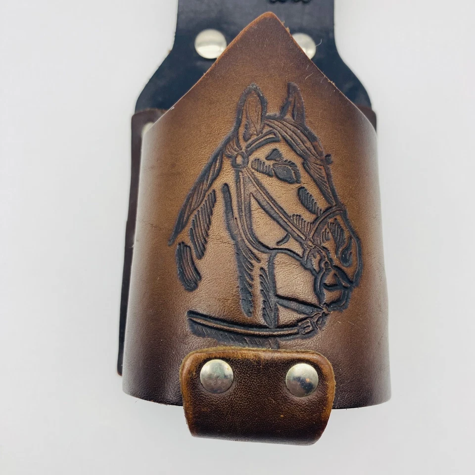 Beer Belt Leather Waist Bottle Holder Usa Handmade Horse "SR" initials - Image 3 of 4