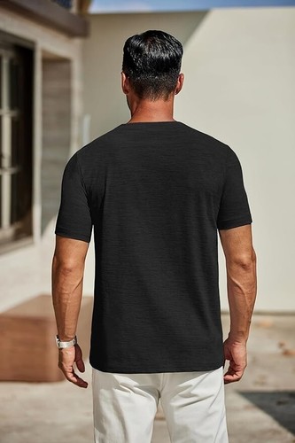 Men's Classic V-Neck T-Shirt - Short Sleeve Casual Summer Tee, Soft & Breathable - Picture 4 of 6