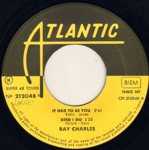 RAY CHARLES "IT HAD TO BE YOU" SOUL JAZZ EP 1962 ATLANTIC 212 048 - Picture 3 of 4