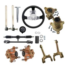 Go Kart Cart ATV Buggy Steering Wheel Gear Rack Joint Tie Rod Assembly Shaft Set