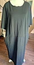 Talbots Shift Dress Plus Size 20W Black Rayon Short Sleeve Round Neck Pockets