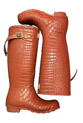 HUNTER ジミーチュウ　クロコダイル Hunter X Jimmy Choo Crocodile Embossed Tall Wellie Rain