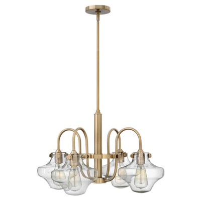 Kronleuchter Hängelampe Deckenleuchte Gebürstetes Karamell Glas Stahl D 66,7 cm 