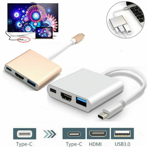 Type C USB 3.1 to USB-C 4K HDMI USB 3.0 Adapter Cable 3 in 1 Hub for Macbook Pro - Picture 4 of 17