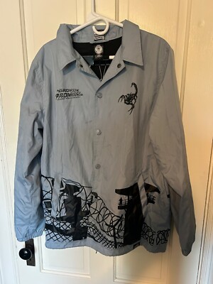 UA Broken Promises Guard Your Heart Coaches Jacket Medium Light Gray Scorpion