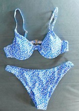 Shein Blue Ditsy Floral Bikini Set L - Underwired Balconette Summer Beach