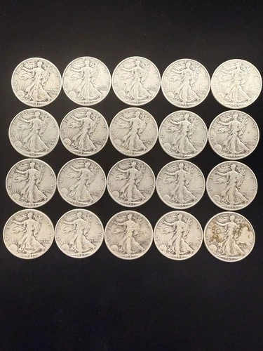 1941-1945 Walking Liberty Half Dollars, 90% Silver, 20 Coin Lot