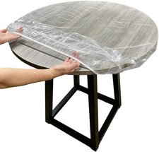 Plastic Table Cover - Clear round Fitted Vinyl Tablecloth for 36-42 Inch Diamete