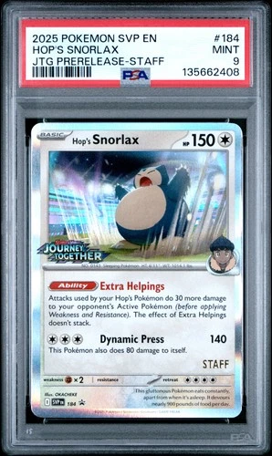 2025 POKEMON SVP EN-SV BLACK STAR PROMO #184 HOP'S SNORLAX PSA 9
