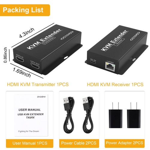 492FT HDMI KVM USB Extender, HDMI to RJ45 Over Cat5e/6/7, Balun 1080P@60hz Tr... - 第 8/9 張圖片