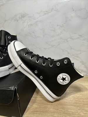 Converse CT All Star Women Eva Lift Black Leather Hi Top Sneakers