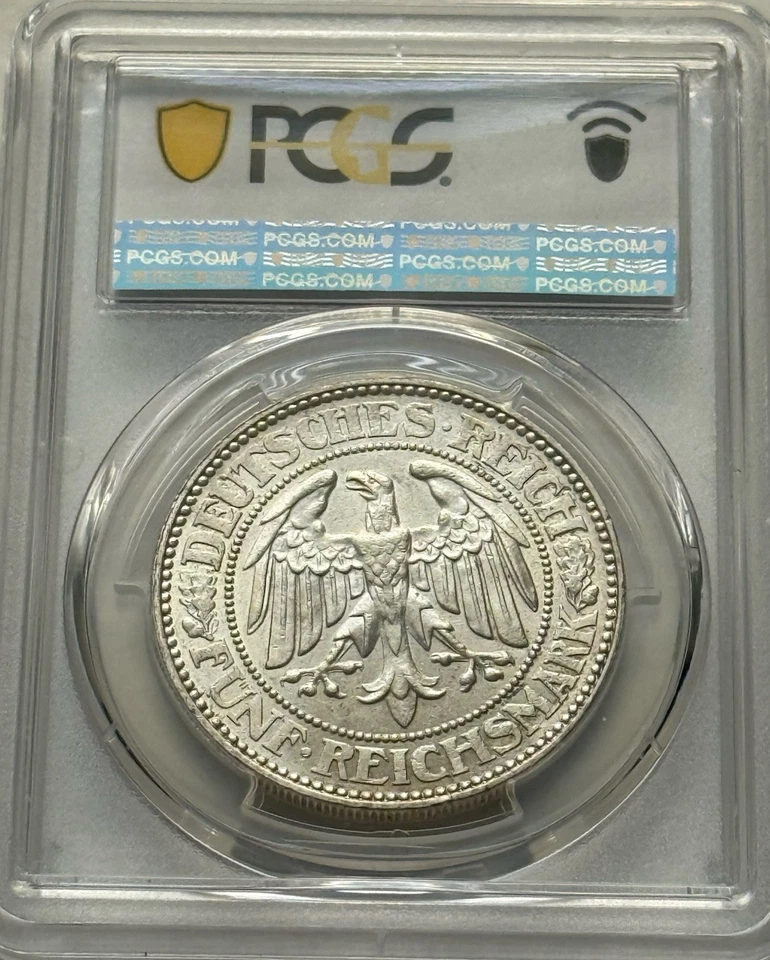 1927-A Germany Oak Tree 5 Mark - PCGS MS62 - Classic Silver World Coin - Image 2 of 3