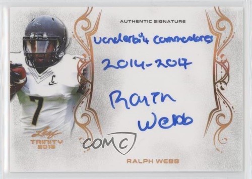 2018 Leaf Trinity Signatures Ralph Webb #A-RW1 Rookie Auto RC