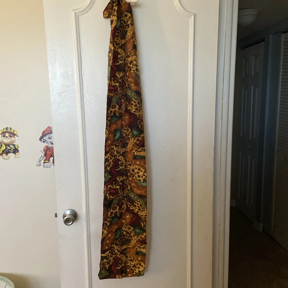 Cachecol de seda vintage com estampa de animais manchas leopardo artístico - Imagem 3 de 4