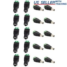 10 Pairs 20pcs Male & Female 5.5mm x 2.1mm DC Power Connector Jack Plug 12V 24V