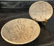2 Treasure Craft Pottery Bowls Basket Weave Southwestern MCM Vintage Set of 2