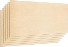 Basswood Plywood Sheet Board, 22" x 12" x 1/8" Pack of 6 Unfinished