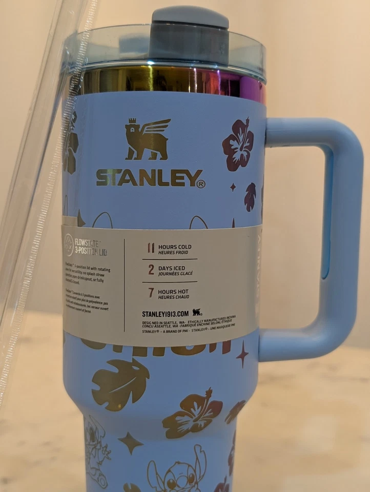 Vaso aislante edición limitada 40 oz con puntada personalizada (azul) Foto 2 de 3