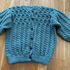 Vintage Grannycore Cardigan Cable knit Handmade Crochet Cottagecore Sweater M