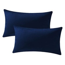 Couch Pillow Cases 12x20: 2 Pack Cozy Soft Velvet 20" x 12" Pack of 2 Navy