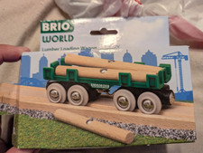 Brio 33696 Lumber Loading Wagon Green Vehicle w/ 3 Log Loads 4 Pieces 3 NEW 
