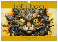 Graffiti Katzen (Wandkalender 2027 Din A3 Quer), Calvendo Monatskalender