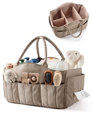 Quilted Baby Diaper Caddy with Detachable Dividers and Pocket, Lightweight Ba...