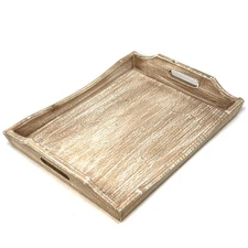 Allgala Wooden Tray, 17x13x2", Rustic Farmhouse Serving & Coffee Table Tray