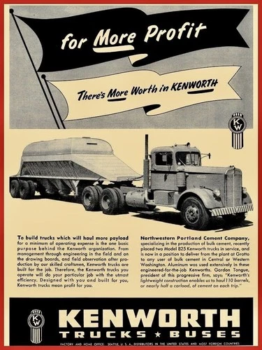 Kenworth Semi Truck Old Vintage Advertising All Metal Tin Sign Trucks