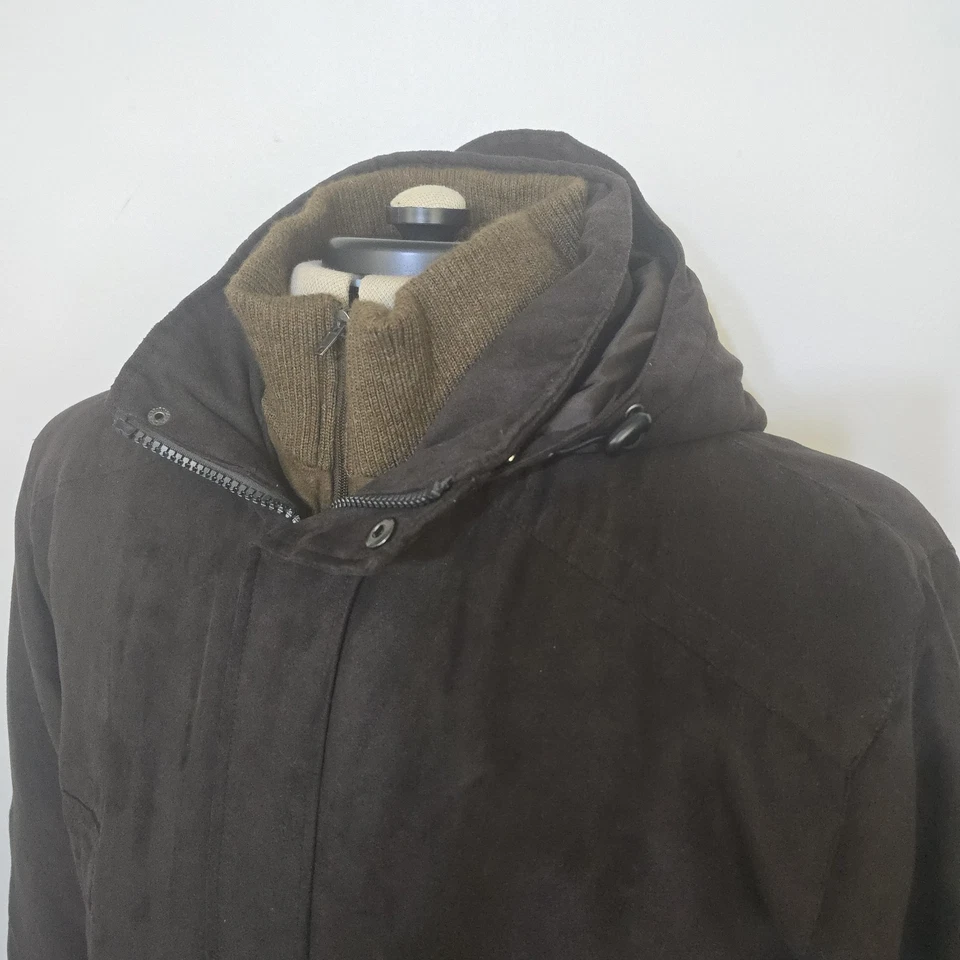London Fog Microfiber Suede Heavy Coat Parka Jacket Quilted Liner Brown Sz Large - Image 4 of 4