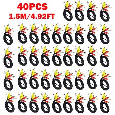 40Pcs 1.5m/4.92ft AV Male to Male 3 RCA Audio Video Composite Cable Gold Plated