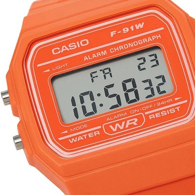 New Casio Watch F-91WC-4A2 Unisex Retro Collection Digital Orange