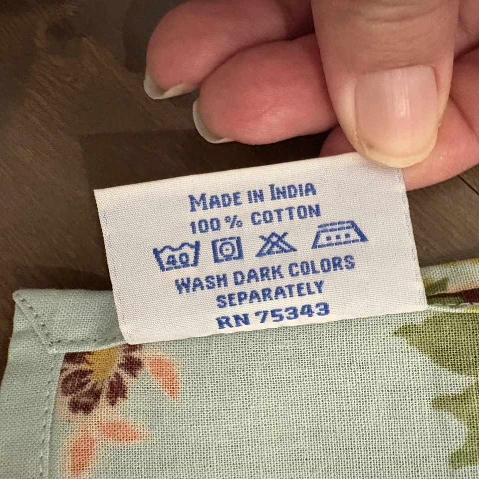 Juego de 2 servilletas April Cornell cuadradas florales de 20" azul amarillo rojo manteles Foto 4 de 4