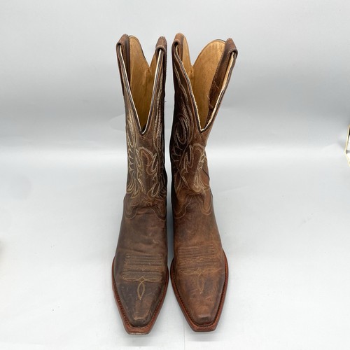 Shyanne Womens 6B Loretta Boots Shoes Brown Leather Western Cowgirl Snip Toe - Picture 3 of 13