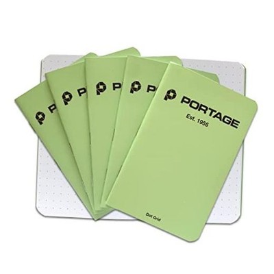 Small Dot Grid Notebook- Notepad for Field Notes, Green Dot Grid Small Sketch