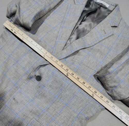 Ralph Lauren 100% Linen Sport Coat Blazer Men's 38R Two Button Gray Windowpane - Picture 7 of 11