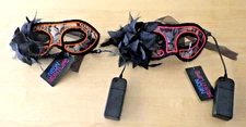 Venetian Eye Masks Masquerade Halloween Set 2 Neon Night Life Glowing Light Up
