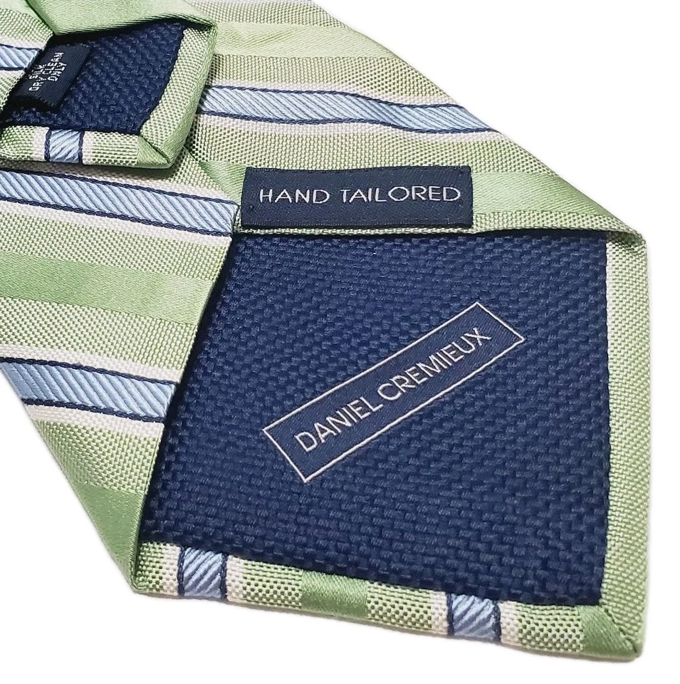 Corbata Daniel Cremieux patrón de rayas verdes y azules para hombre corbata de seda Foto 4 de 4