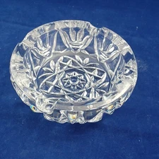 Vintage Lead Crystal Ashtray! Heavy 2lbs 10 oz 6 Inch Round Thick Clear Glass
