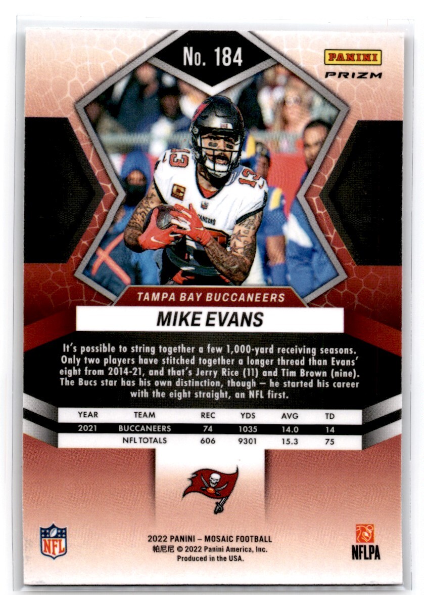 2022 Panini Mosaic Reactive Orange Prizm Mike Evans Buccaneers