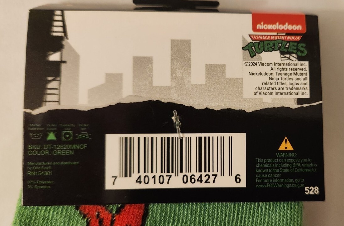 Odd Sox Teenage Mutant Ninja Turtle Novelty Socks Adult Teen Men